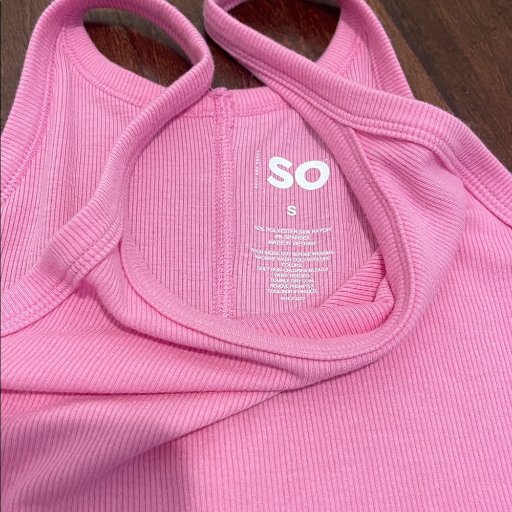 SO Pink Ribbed Tank - Picture 2 of 2